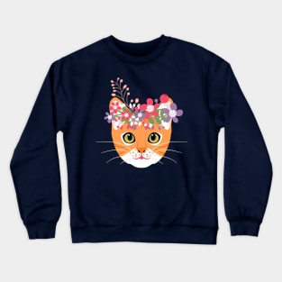 Bengal Cat in Flower Crown Crewneck Sweatshirt